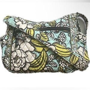 Vera Bradley Island Blooms Floral Green and Blue Quilted Shoulder Bag Crossbody